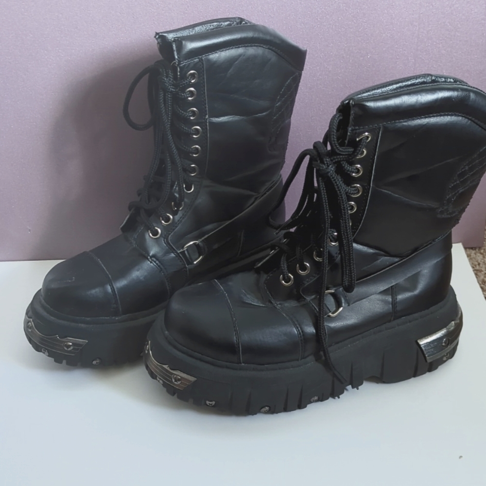 SUPER RARE GOTH Anarchic TUK platform gothic punk boots.  size 8